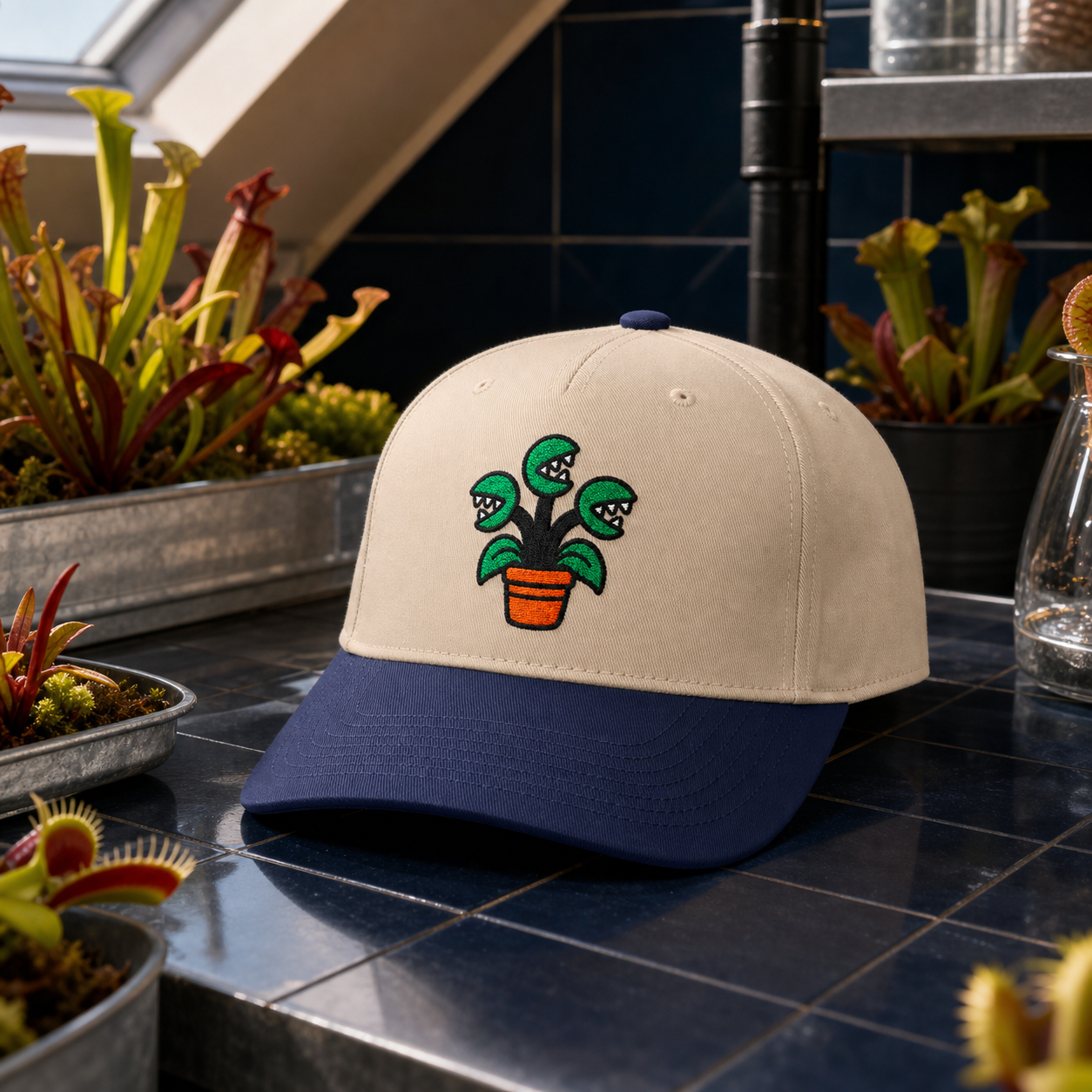 Creep It Growing embroidered hat in Navy / Natural