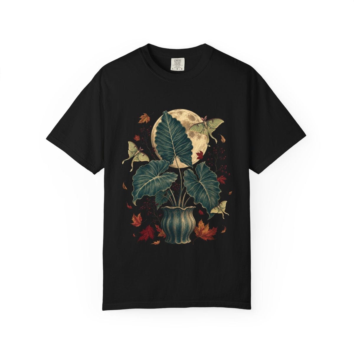 Elephant Ear Moon Garden T-Shirt in black