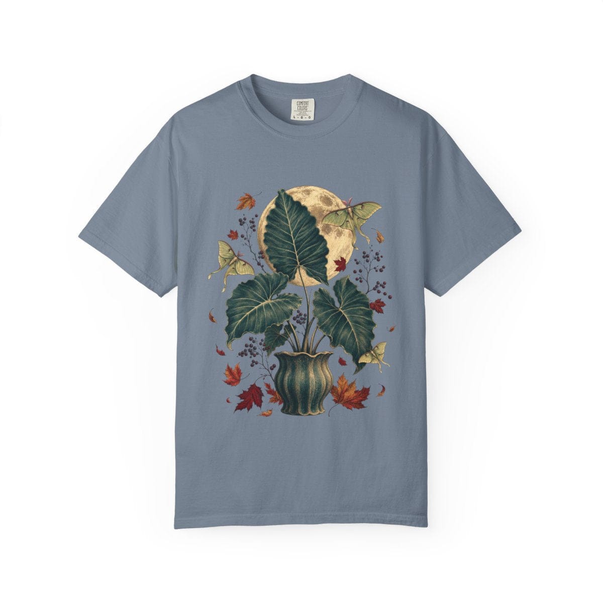 Elephant Ear Moon Garden T-Shirt in blue jean