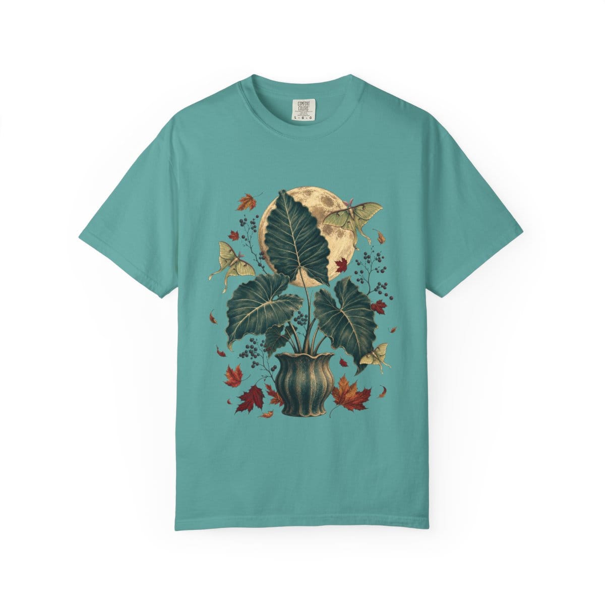 Elephant Ear Moon Garden T-Shirt in seafoam