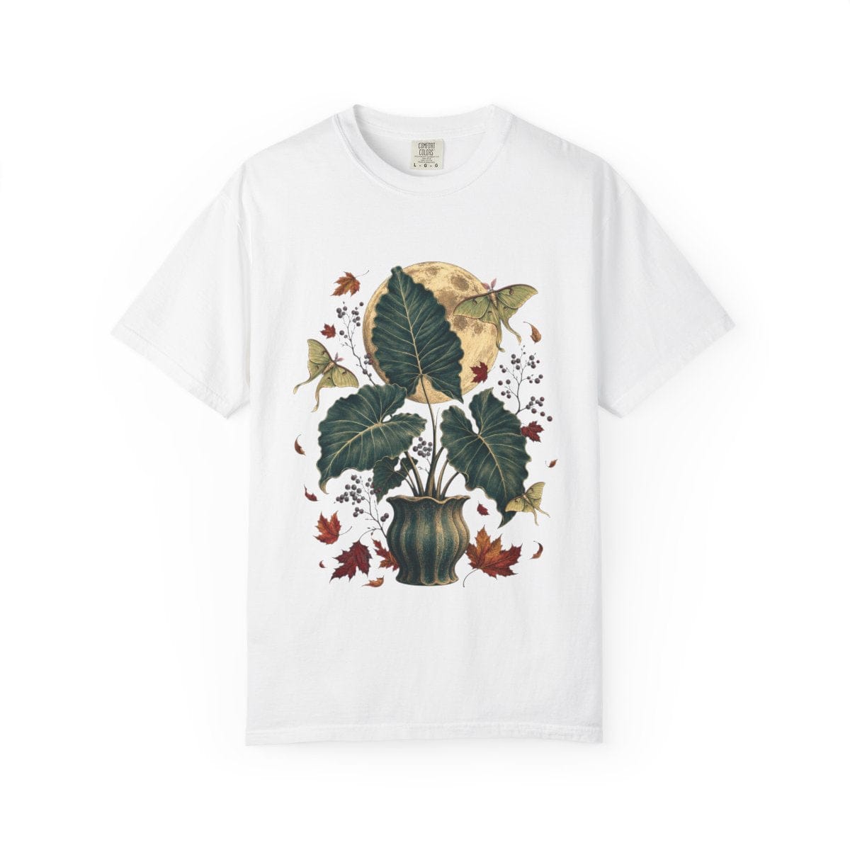 Elephant Ear Moon Garden T-Shirt in white