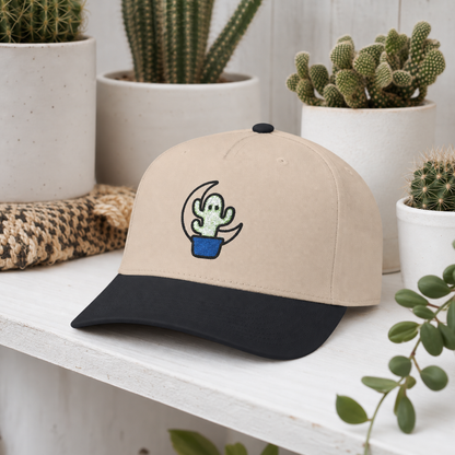 Spooky and Rooted Ghost Cactus embroidered hat in Black / Natural