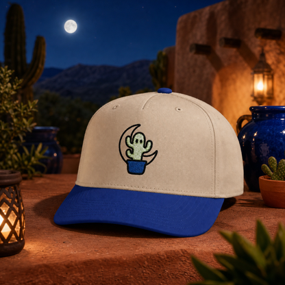 Spooky and Rooted Ghost Cactus embroidered hat in Royal / Natural