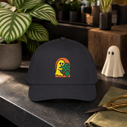 Ghost Monstera embroidered hat in Black at a modern plant shop