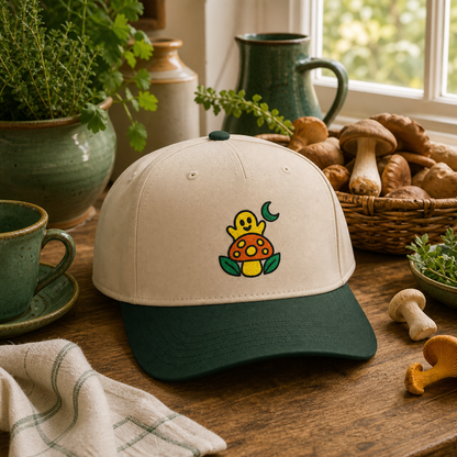 Spore Spirit embroidered hat in Dark Green / Natural
