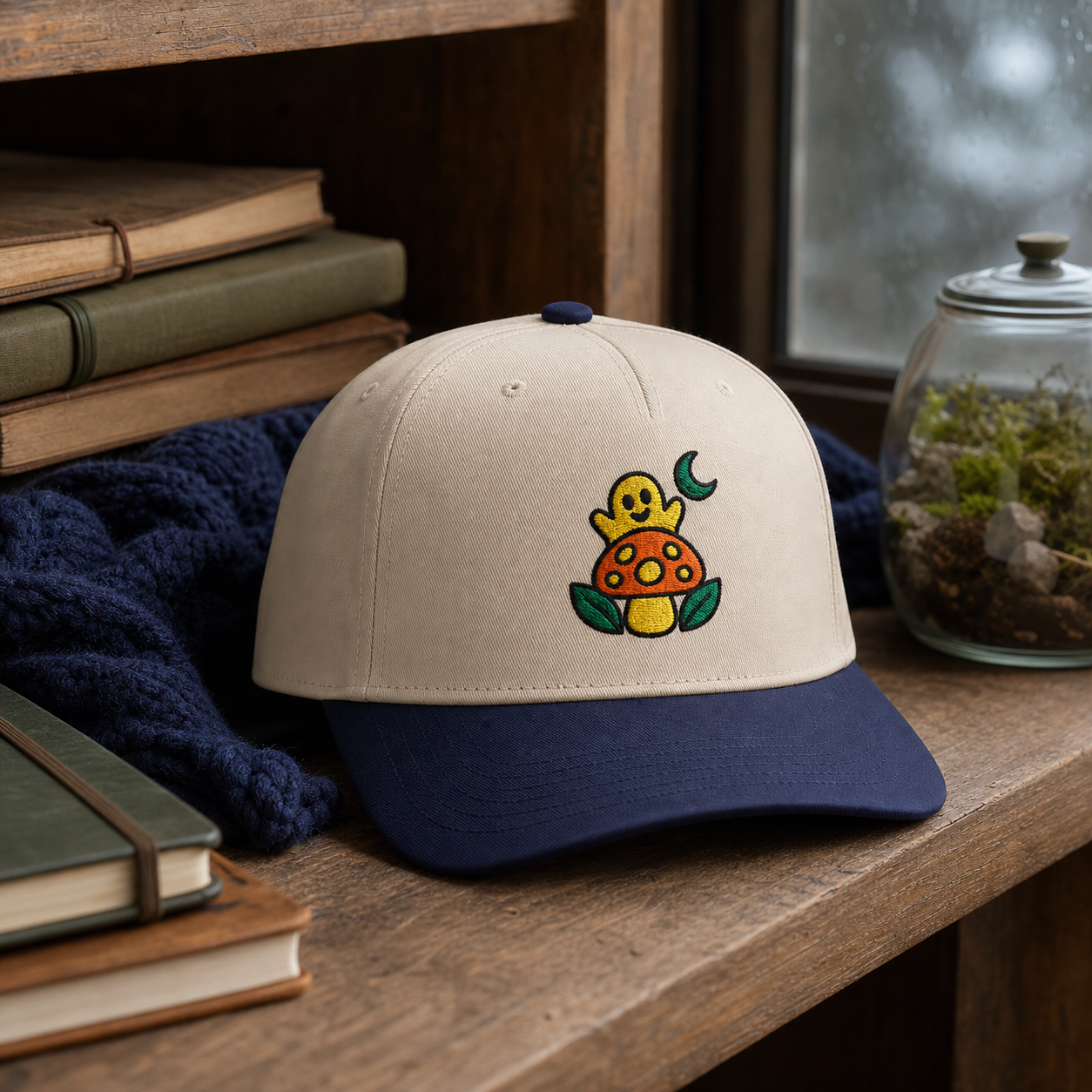 Spore Spirit embroidered hat in Navy / Natural