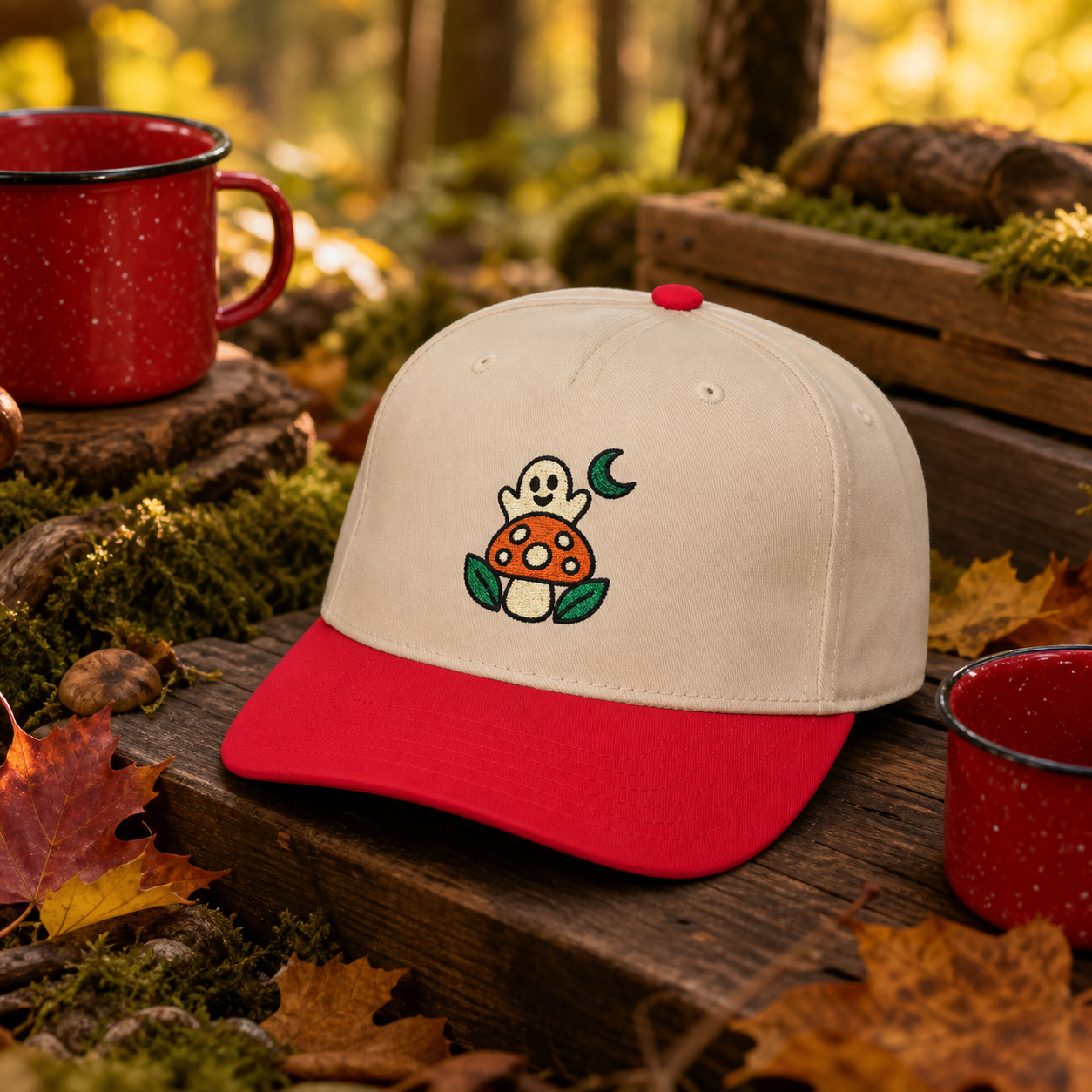 Spore Spirit embroidered hat in Red / Natural