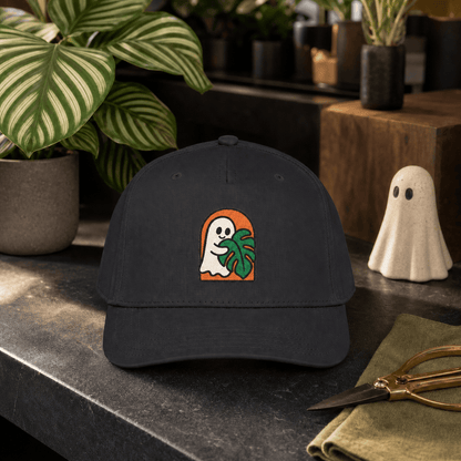 Botanical Vibes Hats One size / Black Ghost Monstera Embroidered Hat - Halloween Plant Gift
