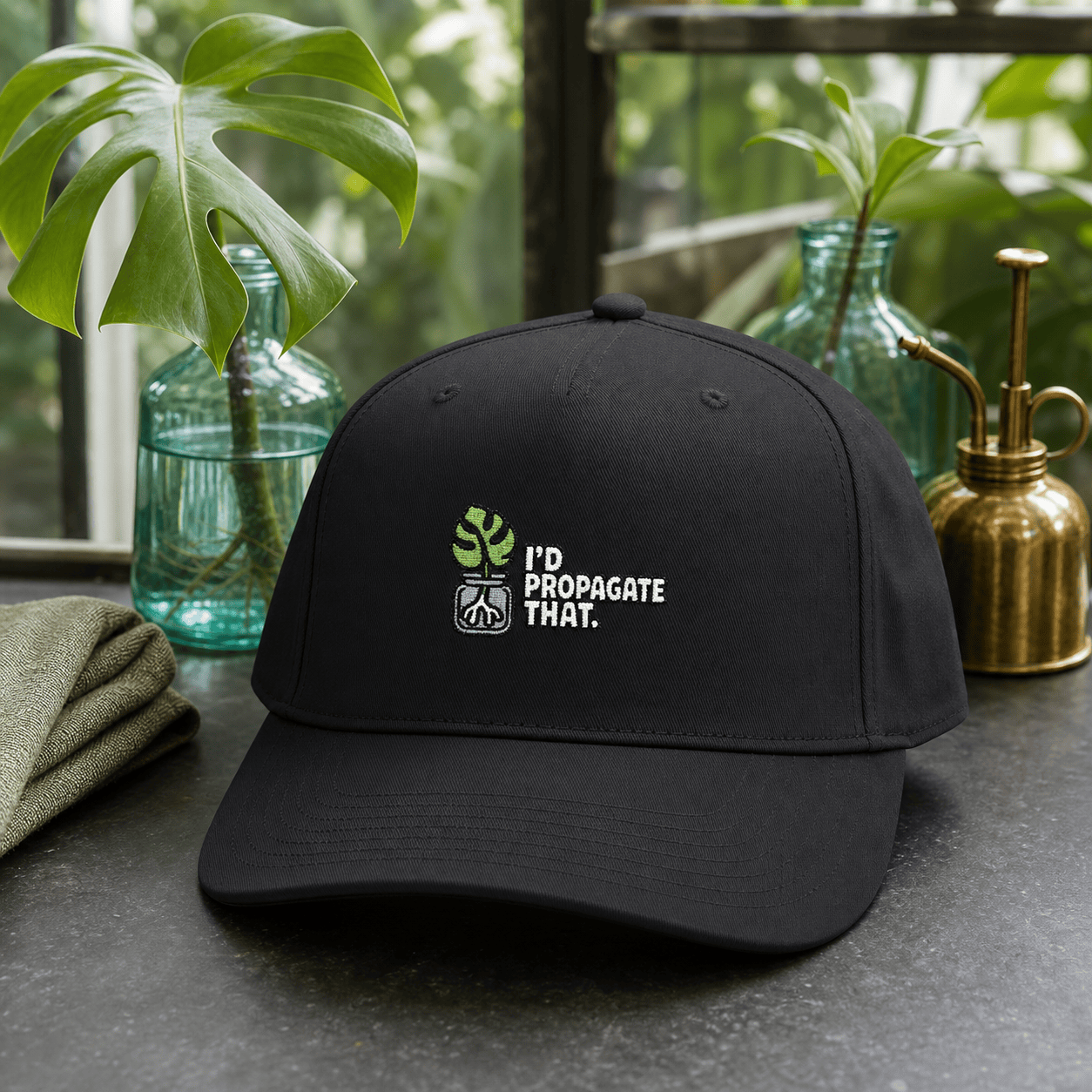 Printify Hats One size / Black I'd Propagate That Monstera Embroidered Hat - Plant Lover Gift