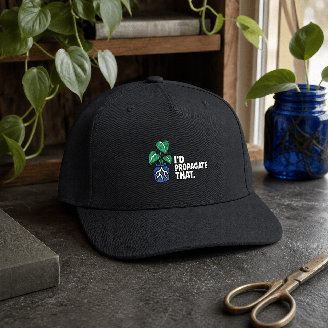 Printify Hats One size / Black I'd Propagate That Philodendron Embroidered Hat - Houseplant Gift