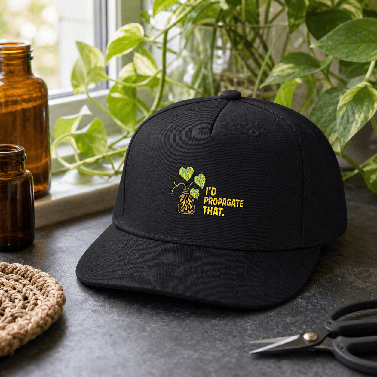 Printify Hats One size / Black I'd Propagate That Pothos Embroidered Hat - Plant Parent Gift