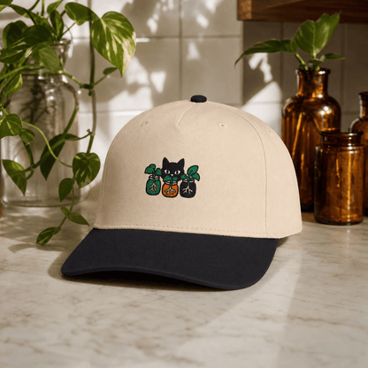 Botanical Vibes Hats One size / Black / Natural Black Cat Propagation Embroidered Hat - Witchy Plant Gift