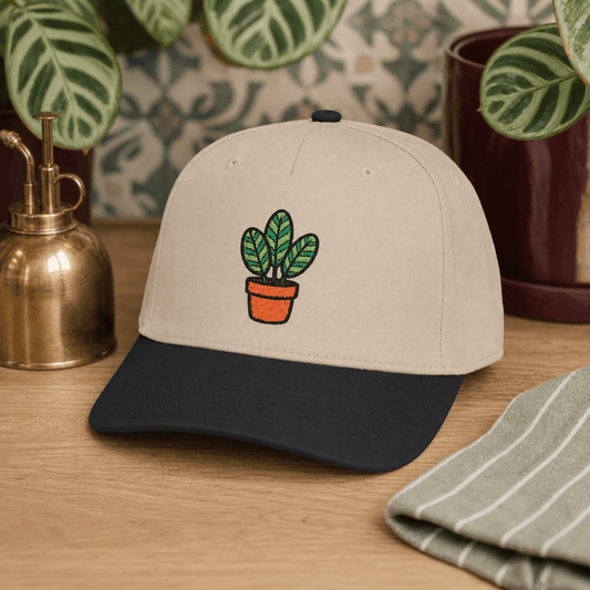 Printify Hats One size / Black / Natural Calathea Stripes Embroidered Hat - Plant Lover Gift