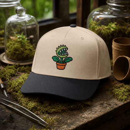 Botanical Vibes Hats One size / Black / Natural Fanged Venus Flytrap Embroidered Hat - Carnivorous Plant Gift
