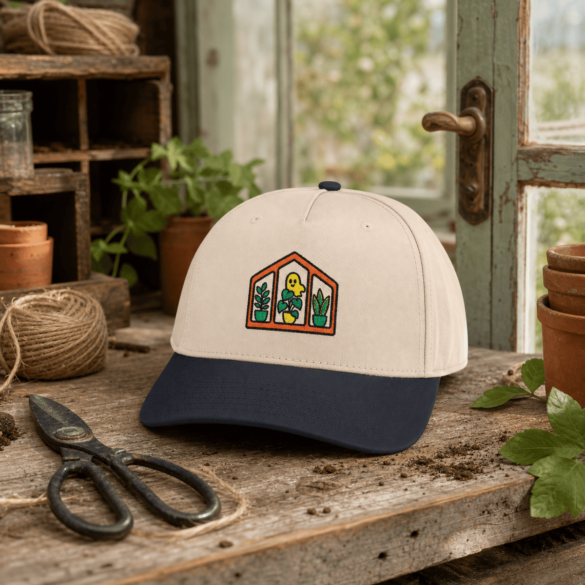 Botanical Vibes Hats One size / Black / Natural Haunted Greenhouse Embroidered Hat - Halloween Plant Gift