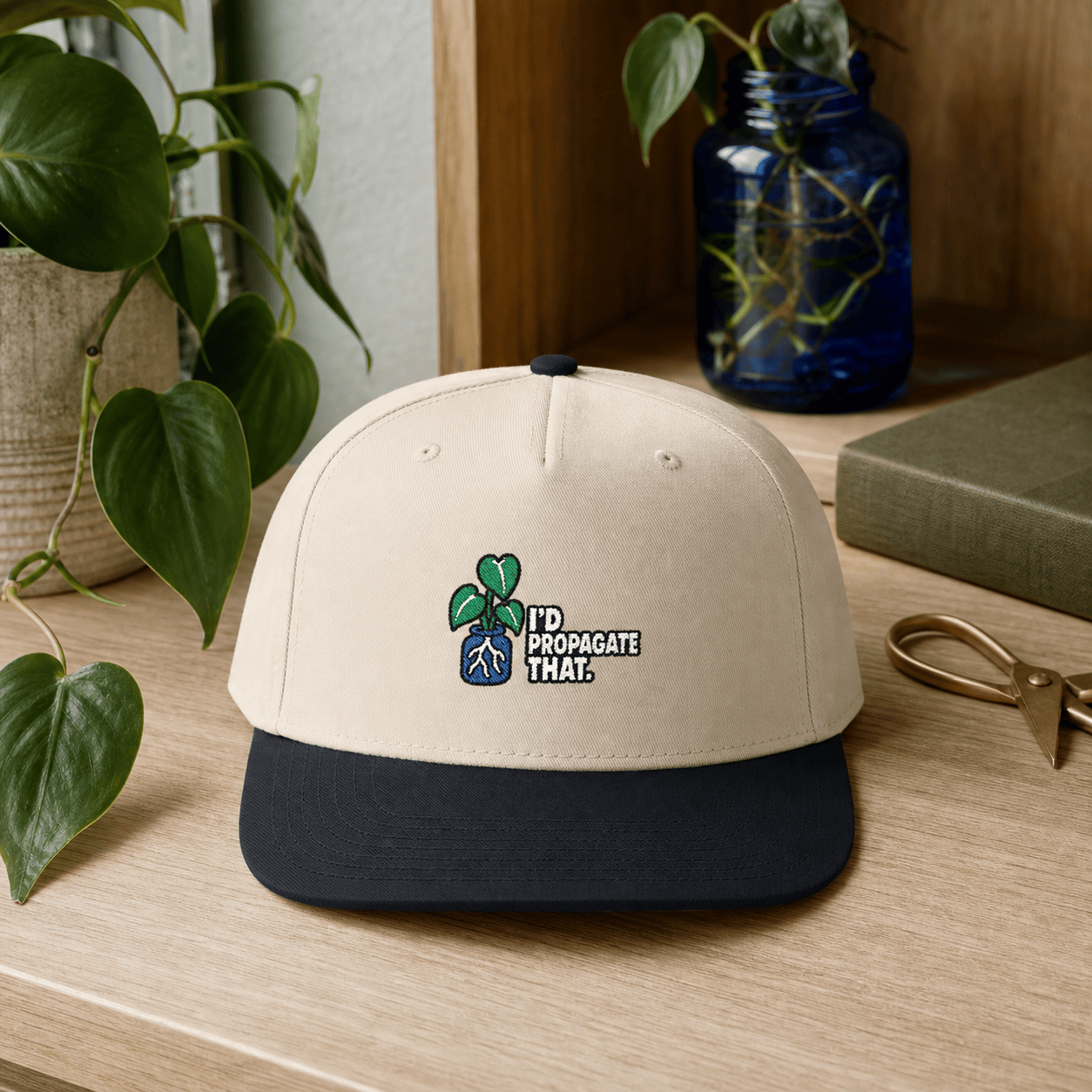 Printify Hats One size / Black / Natural I'd Propagate That Philodendron Embroidered Hat - Houseplant Gift
