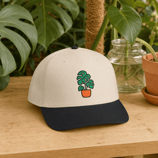 Printify Hats One size / Black / Natural Monstera Mood Embroidered Hat - Plant Lover Gift