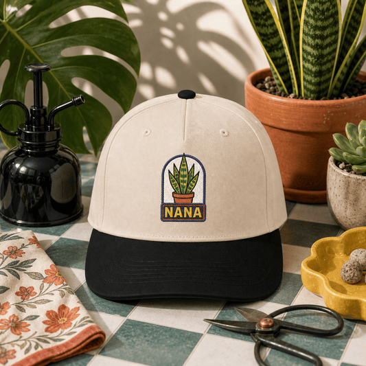 Printify Hats One size / Black / Natural Nana Snake Plant Embroidered Hat - Garden Gift