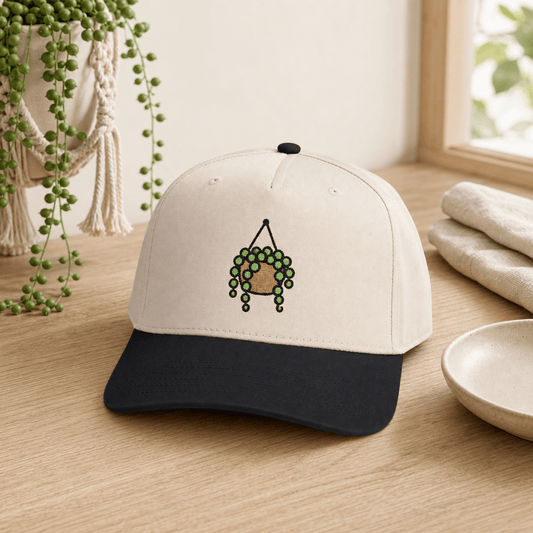 Printify Hats One size / Black / Natural String of Pearls Embroidered Hat - Plant Lover Gift