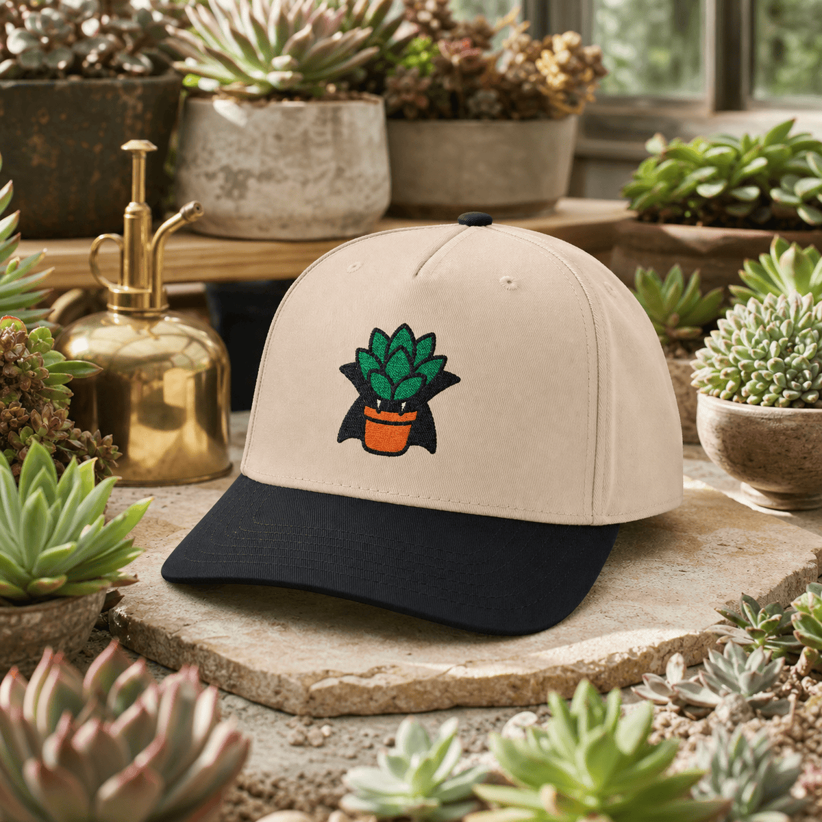 Botanical Vibes Hats One size / Black / Natural Vampire Succulent Embroidered Hat - Halloween Plant Gift