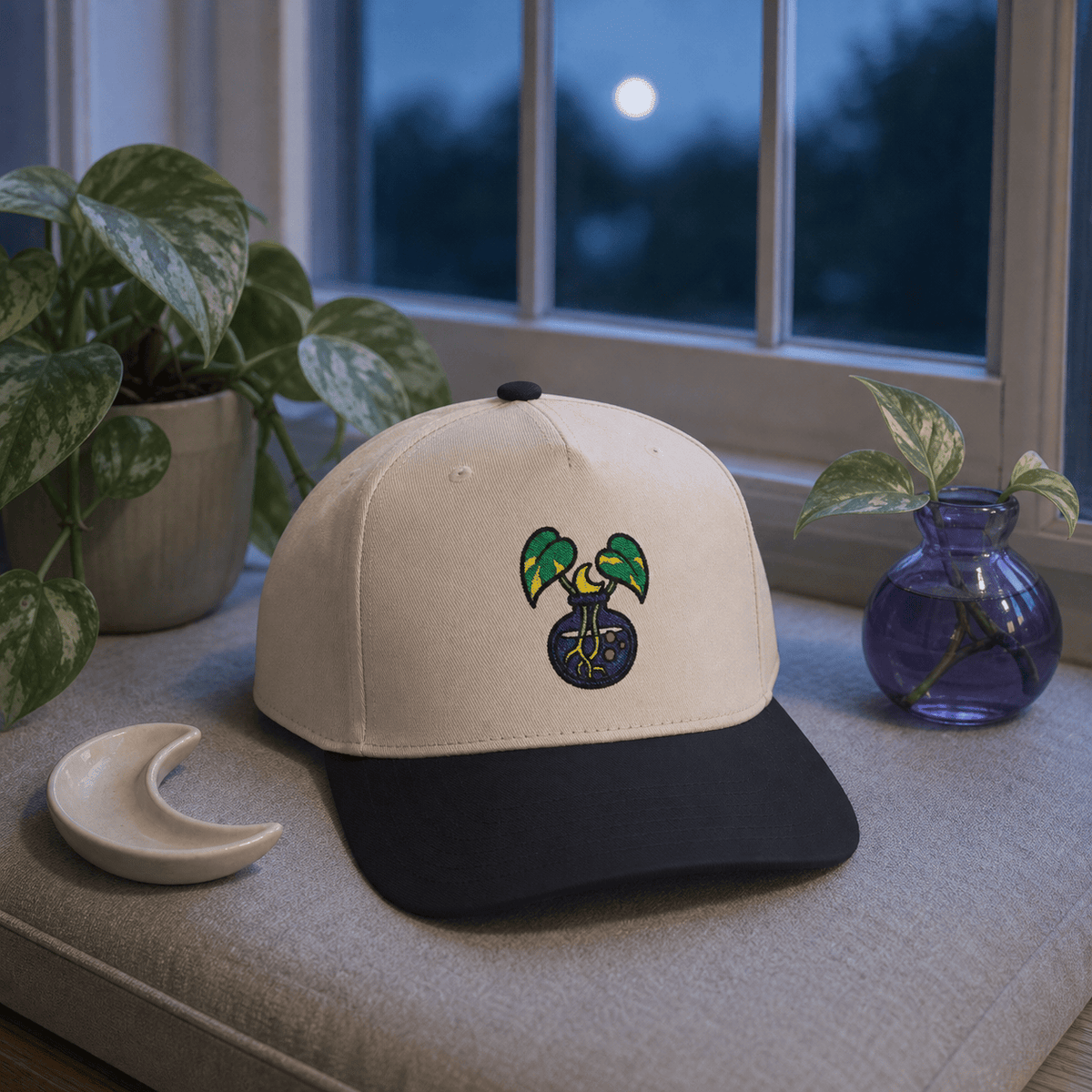 Botanical Vibes Hats One size / Black / Natural Witch Potion Pothos Embroidered Hat - Plant Lover Gift
