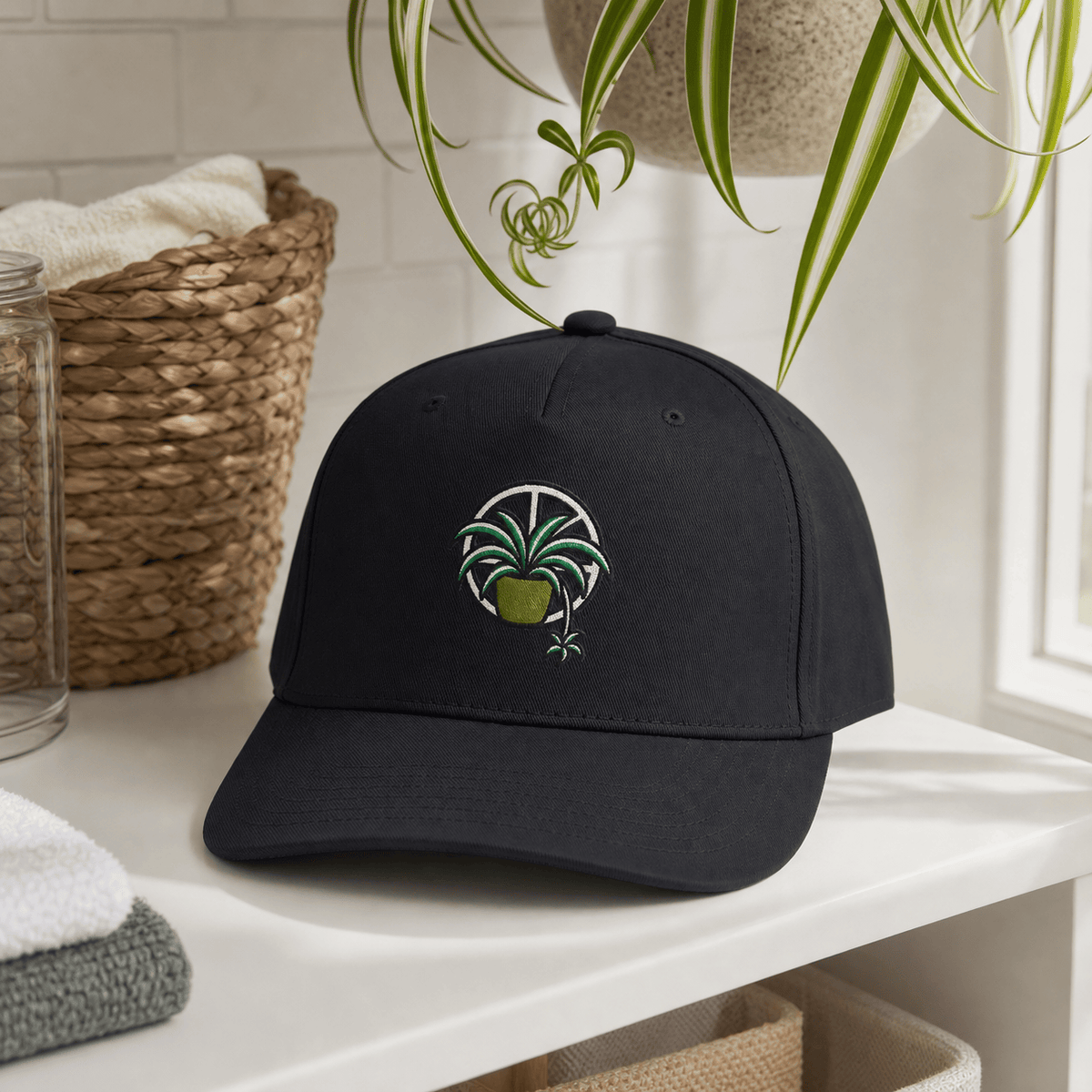 Botanical Vibes Hats One size / Black Spider Plant Web Embroidered Hat - Halloween Plant Gift