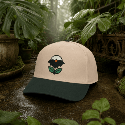 Botanical Vibes Hats One size / Dark Green / Natural Bat Flower Embroidered Hat - Gothic Botanical Gift