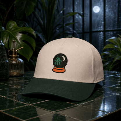 Botanical Vibes Hats One size / Dark Green / Natural Crystal Ball Monstera Embroidered Hat - Witchy Plant Gift