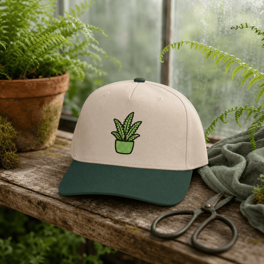 Printify Hats One size / Dark Green / Natural Fern Friend Embroidered Hat - Plant Lover Gift