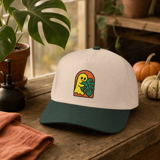 Botanical Vibes Hats One size / Dark Green / Natural Ghost Monstera Embroidered Hat - Halloween Plant Gift