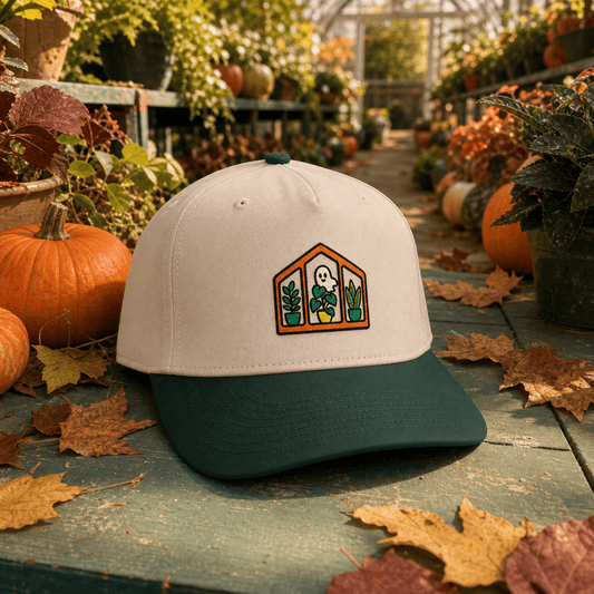 Botanical Vibes Hats One size / Dark Green / Natural Haunted Greenhouse Embroidered Hat - Halloween Plant Gift
