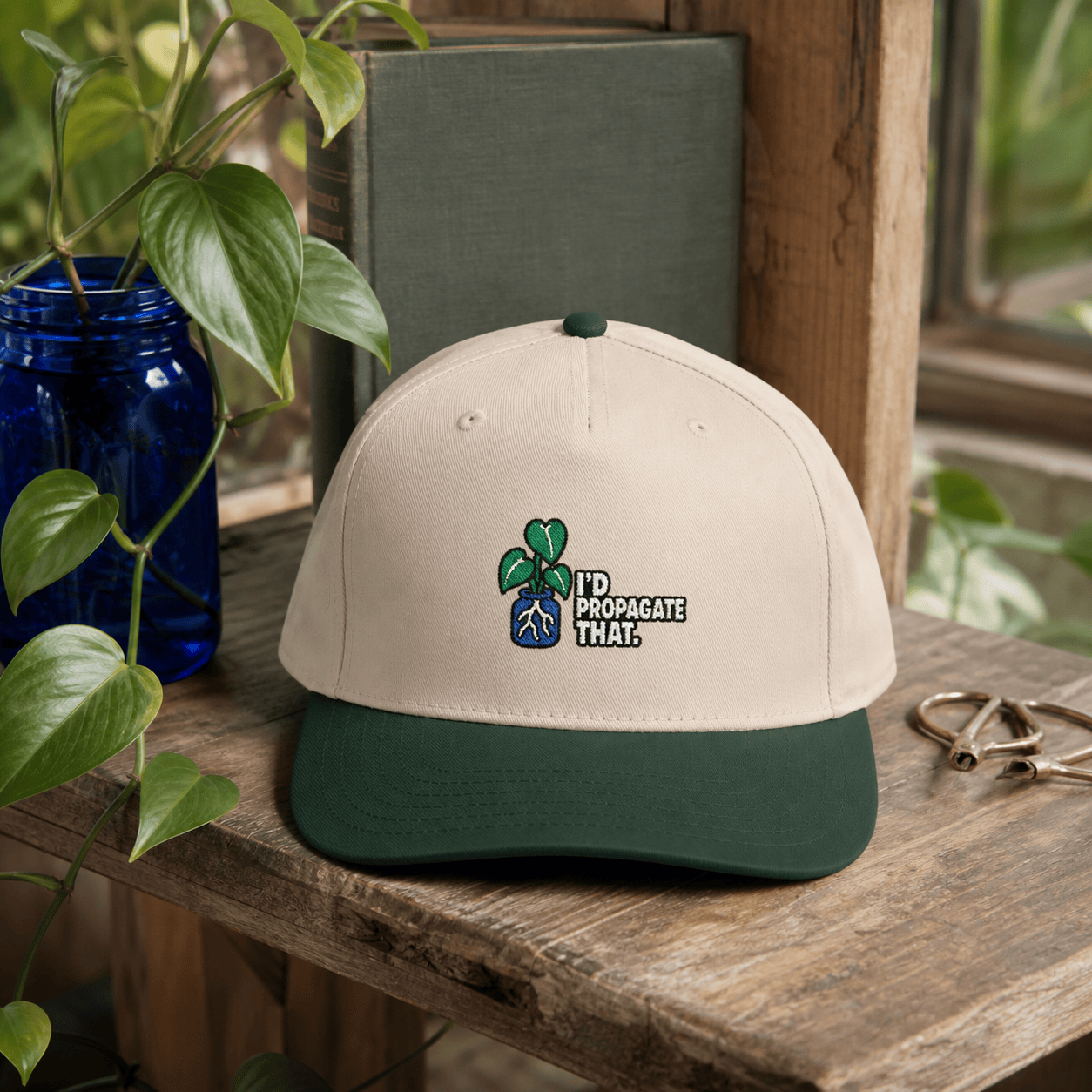 Printify Hats One size / Dark Green / Natural I'd Propagate That Philodendron Embroidered Hat - Houseplant Gift