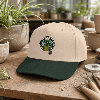 Botanical Vibes Hats One size / Dark Green / Natural Spider Plant Web Embroidered Hat - Halloween Plant Gift