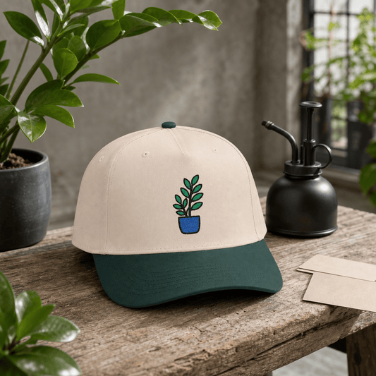 Printify Hats One size / Dark Green / Natural ZZ Plant Vibes Embroidered Hat - Plant Lover Gift