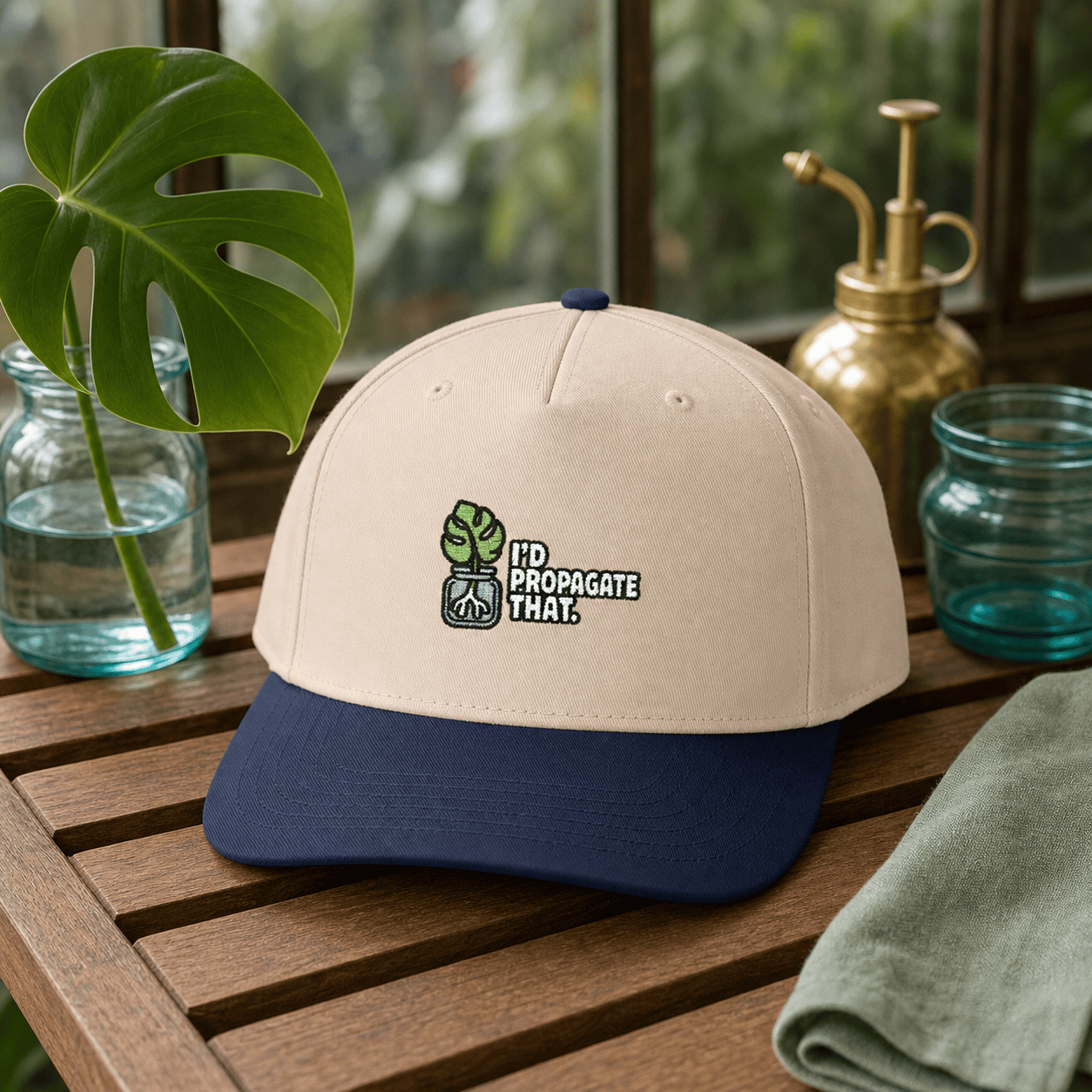 Printify Hats One size / Navy / Natural I'd Propagate That Monstera Embroidered Hat - Plant Lover Gift