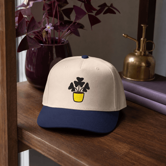 Printify Hats One size / Navy / Natural Oxalis Charm Embroidered Hat - Plant Lover Gift