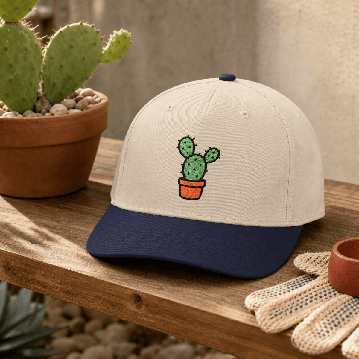 Printify Hats One size / Navy / Natural Prickly Pear Embroidered Hat - Cactus Lover Gift