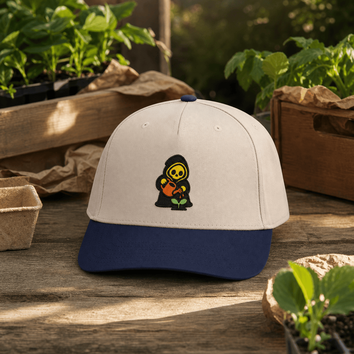 Botanical Vibes Hats One size / Navy / Natural Reaper Watering Sprout Embroidered Hat - Gardener Gift