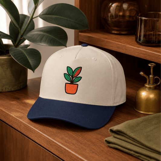 Printify Hats One size / Navy / Natural Rubber Plant Pop Embroidered Hat - Plant Lover Gift