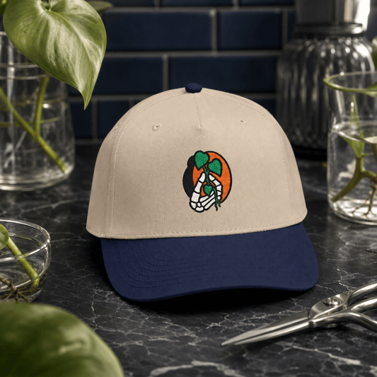Botanical Vibes Hats One size / Navy / Natural Skeleton Hand Plant Cutting Embroidered Hat - Gothic Gift