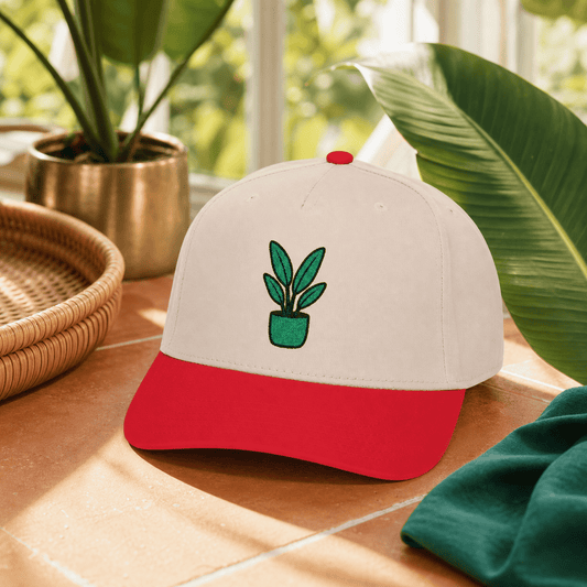 Printify Hats One size / Red / Natural Bird of Paradise Embroidered Hat - Plant Lover Gift