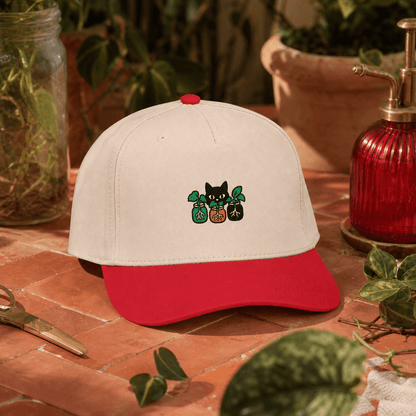Botanical Vibes Hats One size / Red / Natural Black Cat Propagation Embroidered Hat - Witchy Plant Gift