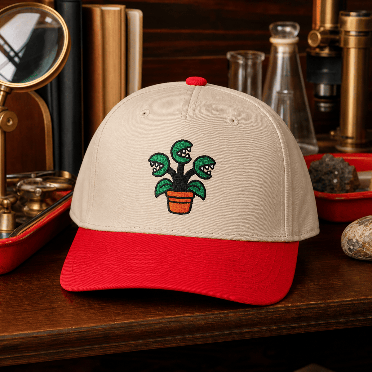 Botanical Vibes Hats One size / Red / Natural Creepy Carnivorous Plant Embroidered Hat - Halloween Gift