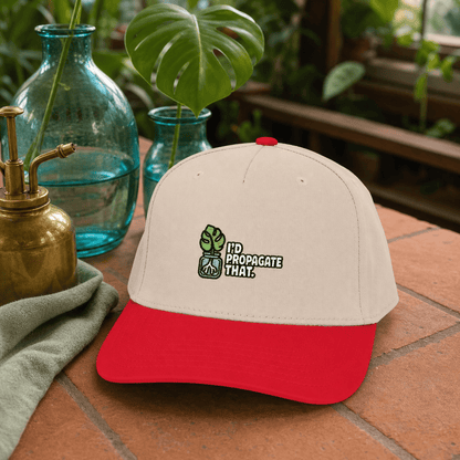 Printify Hats One size / Red / Natural I'd Propagate That Monstera Embroidered Hat - Plant Lover Gift