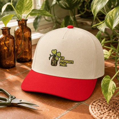 Printify Hats One size / Red / Natural I'd Propagate That Pothos Embroidered Hat - Plant Parent Gift