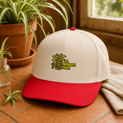 Printify Hats One size / Red / Natural I'd Propagate That Spider Plant Embroidered Hat - Plant Gift