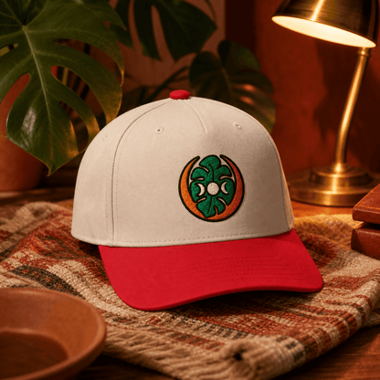 Botanical Vibes Hats One size / Red / Natural Moon Phase Monstera Embroidered Hat - Celestial Plant Gift