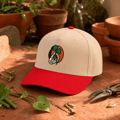 Botanical Vibes Hats One size / Red / Natural Skeleton Hand Plant Cutting Embroidered Hat - Gothic Gift