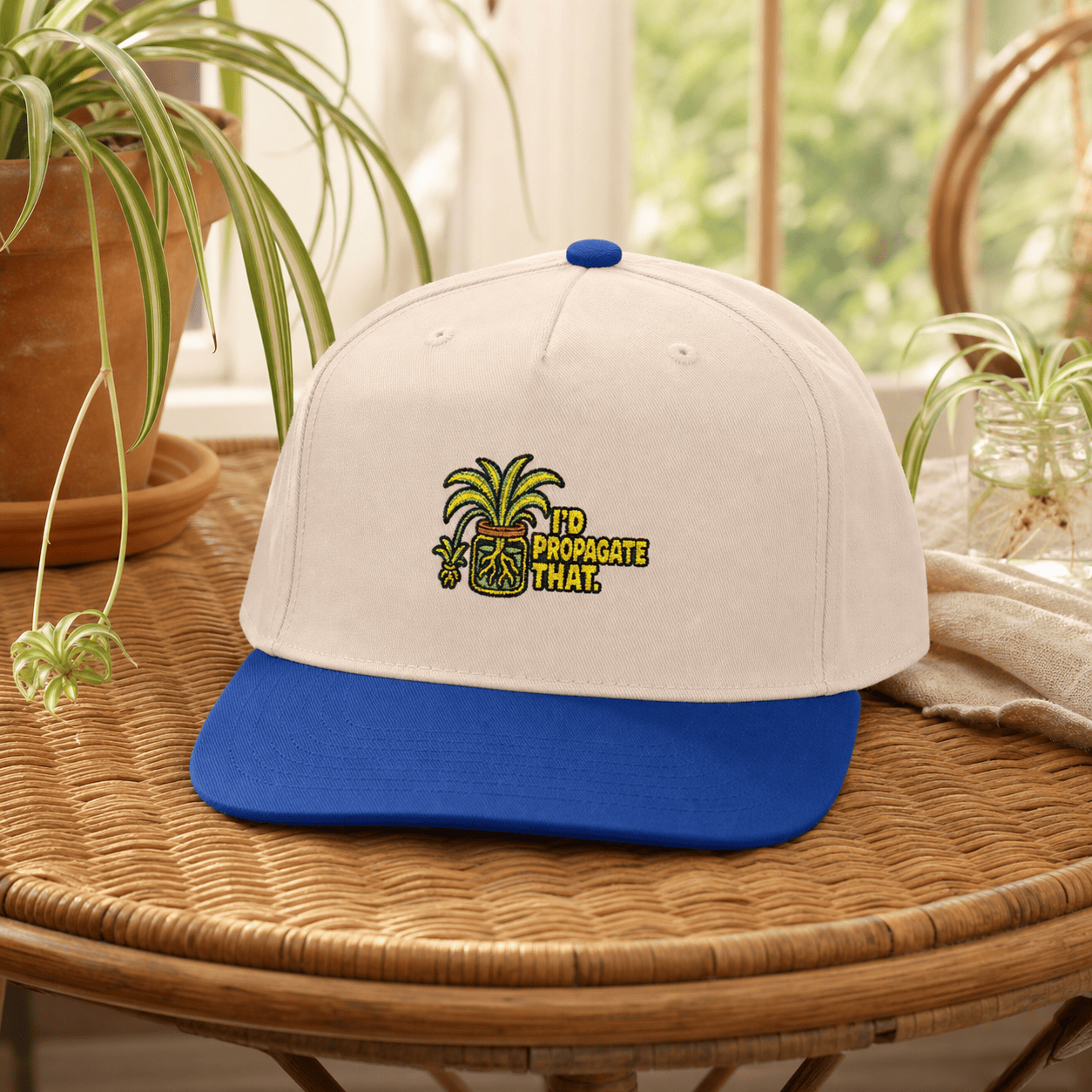 Printify Hats One size / Royal / Natural I'd Propagate That Spider Plant Embroidered Hat - Plant Gift