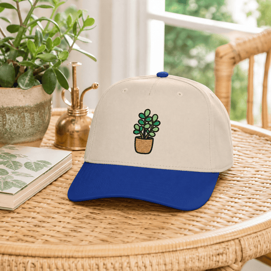 Printify Hats One size / Royal / Natural Jade Plant Embroidered Hat - Plant Lover Gift